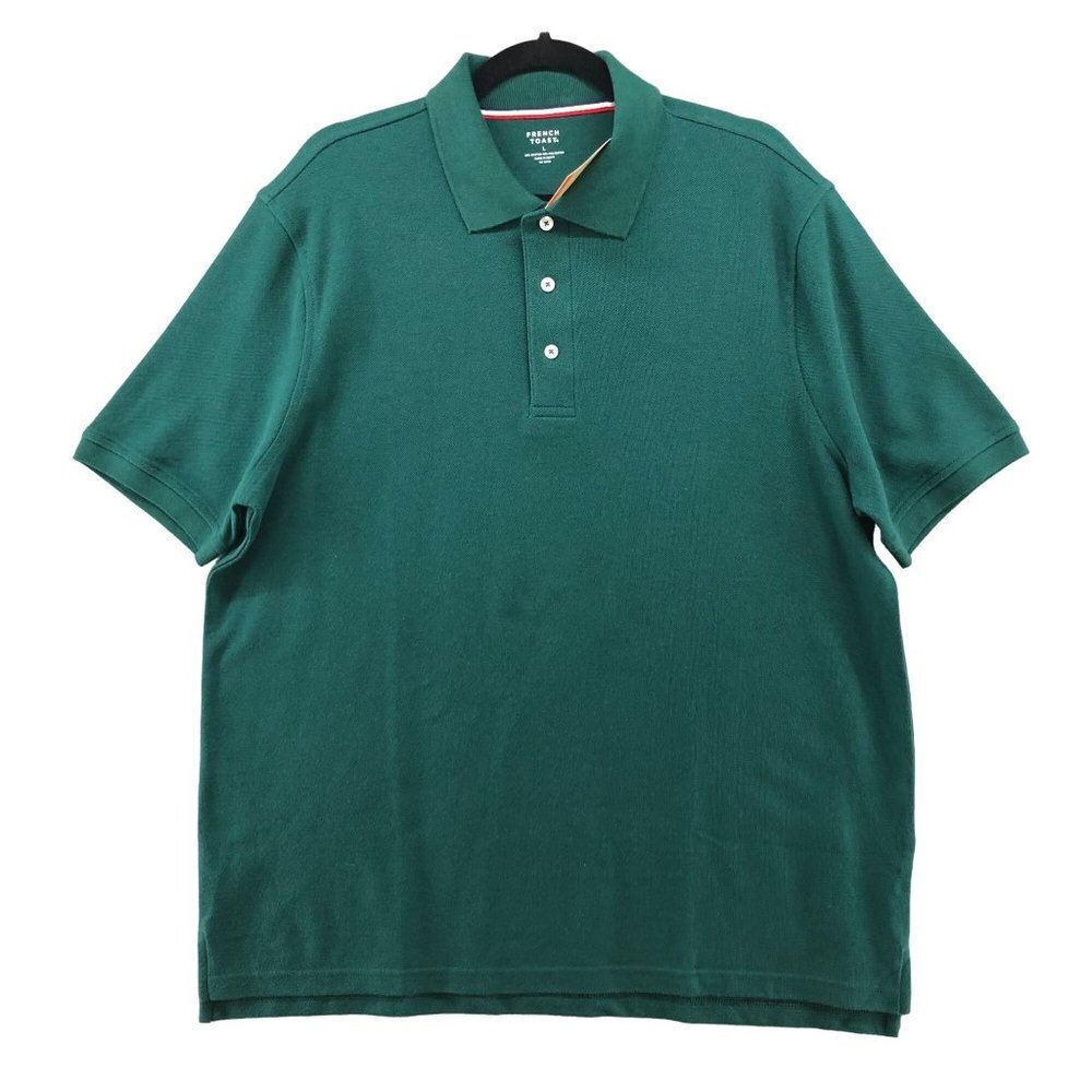 NWT French‎ Toast Polo Shirt Mens L Hunter Green Short Sleeve Pique Cotton Blend
